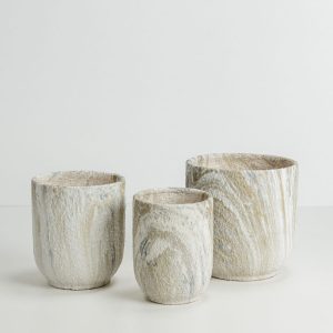 PEDRA ΓΛΑΣΤΡΑ ΣΕΤ 3ΤΜΧ 30x30x31cm ΚΕΡΑΜΙΚΟ ΜΠΕΖ ΛΕΥΚΟ