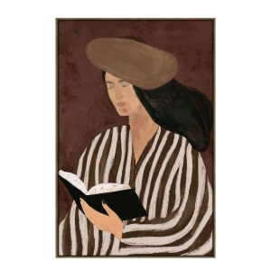 LITERARY CALM ΠΙΝΑΚΑΣ ΔΙΑΚΟΣΜΗΤΙΚΟΣ ΜΕ ΚΟΡΝΙΖΑ 80x120x4cm ΚΑΜΒΑΣ ΚΑΦΕ PP