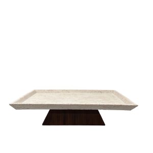 TRAVERTINO ΔΙΣΚΟΣ ΔΙΑΚΟΣΜΗΣΗΣ 40x22x9.5cm POLYRESIN STONE ΚΑΦΕ ΣΚΟΥΡΟ