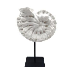 SHELL ΔΙΑΚΟΣΜΗΤΙΚΟ ΚΟΧΥΛΙ 25x12x41cm POLYRESIN ΑΣΠΡΟ ΜΑΥΡΟ ΜΕΤΑΛΛΟ