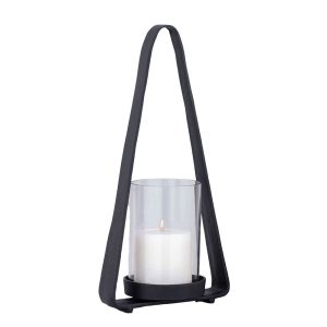 LUMINOUS ΦΑΝΑΡΙ 49x14x23cm ΑΛΟΥΜΙΝΙΟ ΜΑΥΡΟ ΓΥΑΛΙ