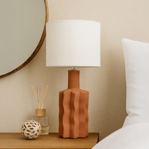 EGLI ΦΩΤΙΣΤΙΚΟ ΕΠΙΤΡΑΠΕΖΙΟ 32x32x56cm ΚΕΡΑΜΙΚΟ TERRACOTTA ΛΙΝΟ ΛΕΥΚΟ