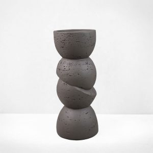 PHAROS I ΚΗΡΟΠΗΓΙΟ ΔΙΑΚΟΣΜΗΤΙΚΟ 10.5x10.5x25cm RESIN ΚΑΦΕ ΣΚΟΥΡΟ
