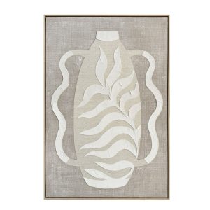WHEAT ΠΙΝΑΚΑΣ ΔΙΑΚΟΣΜΗΤΙΚΟΣ ΜΕ ΚΟΡΝΙΖΑ 80x120x4cm ΚΑΜΒΑΣ ΜΠΕΖ ΛΕΥΚΟ PS