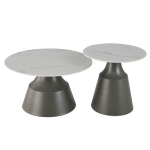 KAIA COFFEE TABLE SET 2ΤΕΜ ΛΕΥΚΟ ΜΑΥΡΟ 70x70x40cm