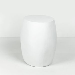 LITHOS OVAL SIDE TABLE ΛΕΥΚΟ 62x43.5x53cm