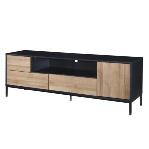 BLACKBIRD TV STAND RIVIERA OAK ΜΑΥΡΟ 160x40.5x58cm
