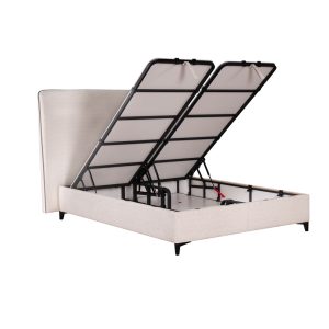 COLOMBO ΚΡΕΒΑΤΙ ΜΕ ΑΠΟΘΗΚ. ΧΩΡΟ (ΓΙΑ ΣΤΡΩΜΑ 160x200cm) OFF WHITE 06-900 ΜΑΥΡΟ 210x170x120cm